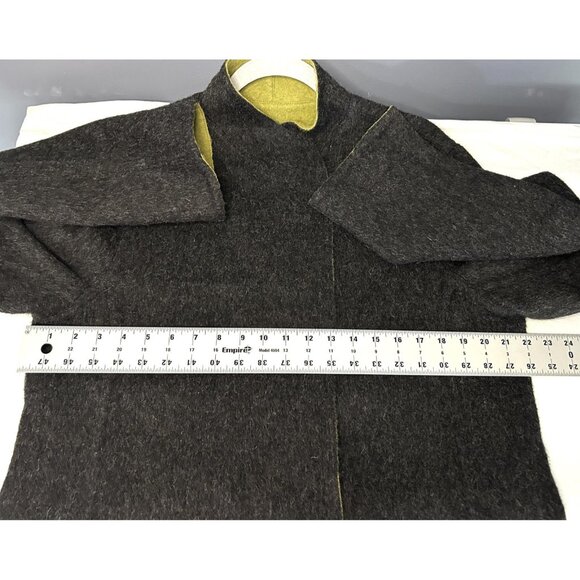 Beyond Threads Alpaca Coat Womens L Gray Green Reversible Wool Artsy Lagenlook - Picture 6 of 16